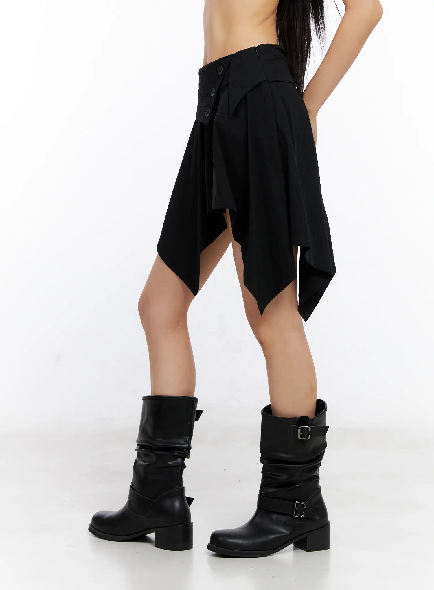 Asymmetric Frill Button Skirt CL530