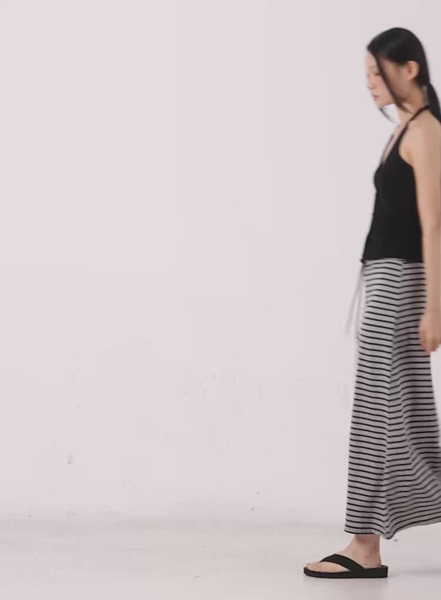 Striped Drawstring Maxi Skirt CL530